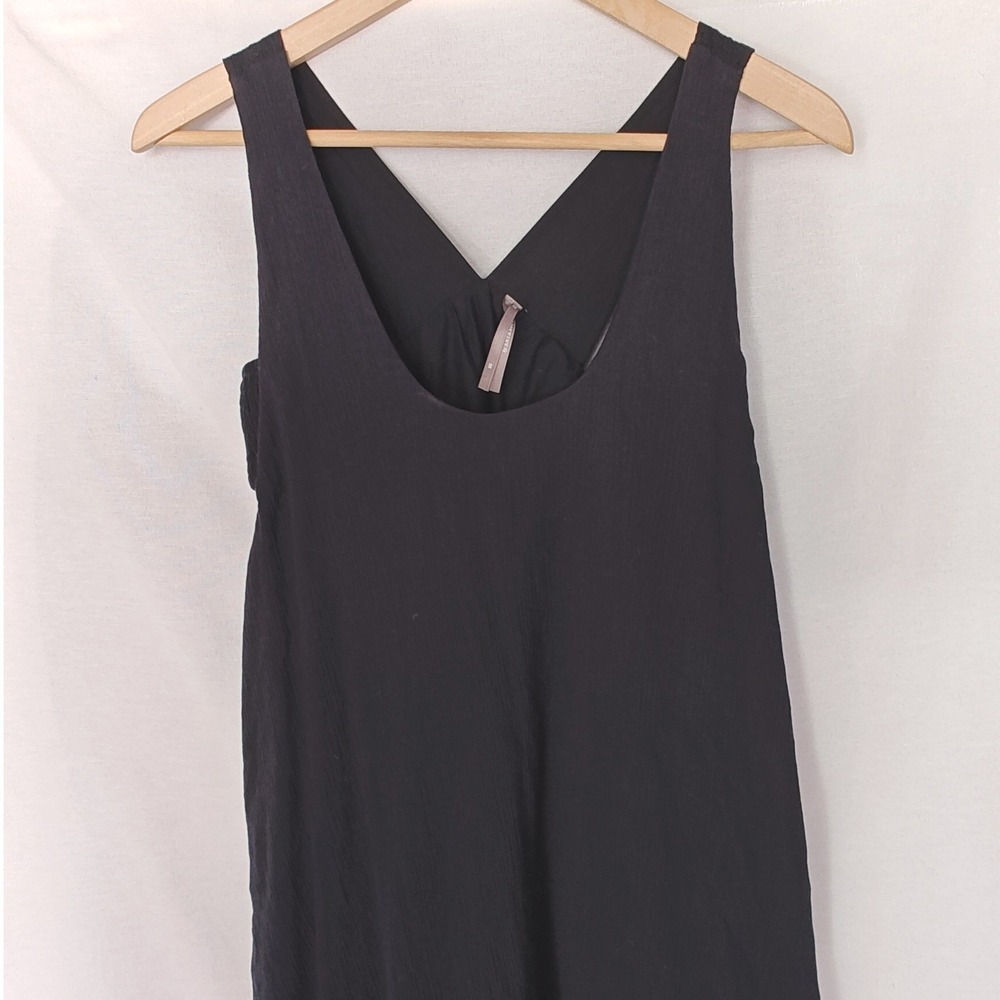 By Anthropologie Bubble Hem Midi Dress Tank Cutout Washed Black Cotton XS - Picture 7 of 14